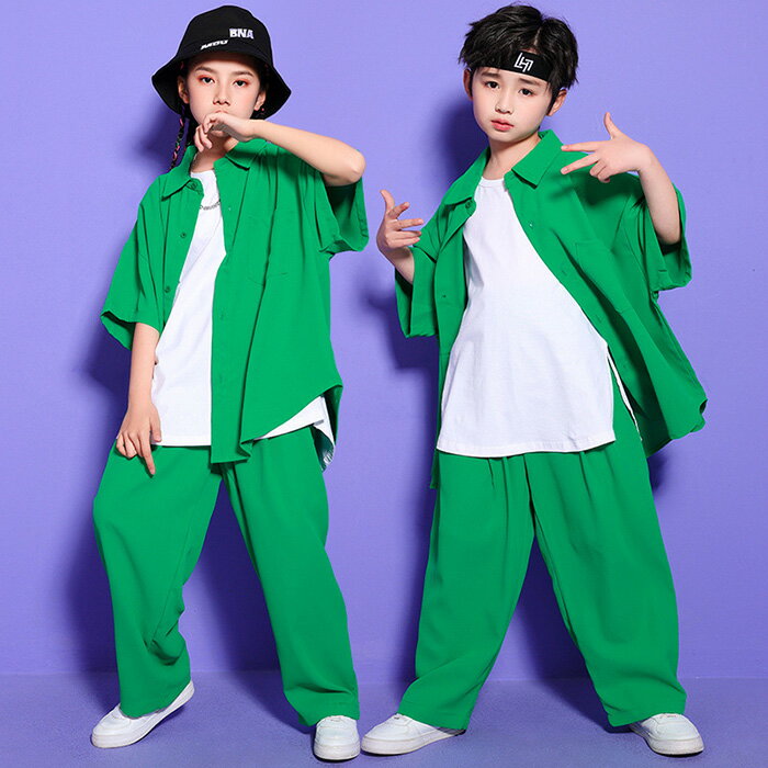 キッズダンス衣装 男の子 女の子 キッズダンス 子供 ダンス衣装 トップス 緑 パンツ 子供服 大人っぽい ダンス 衣装 ヒップホップ 韓国 ダンスウェア k-pop hiphop tシャツ ダンス シャツ キッズ ダンス 衣装 緑 パンツ かっこいい