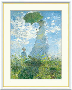 モネ 散歩、日傘をさす女性 F6サイズ 額装込 J1-021 世界の名画 アート額絵 高精細巧芸画 複製画