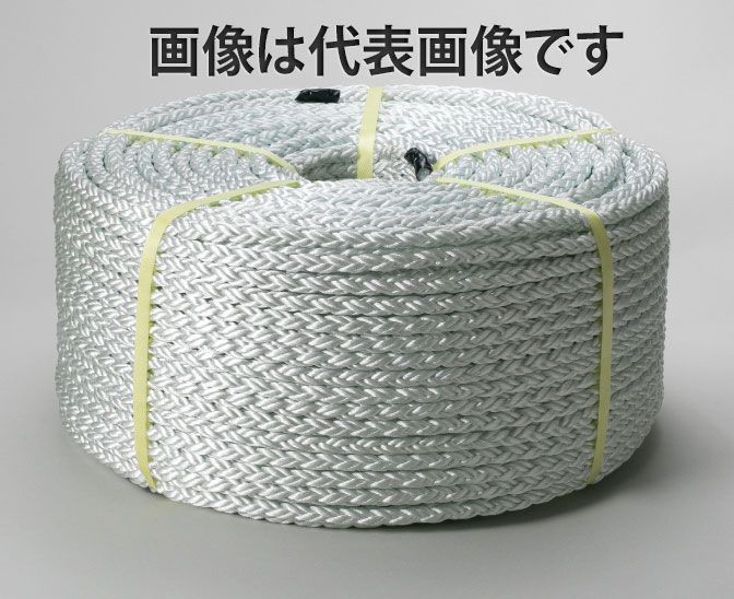 ナイロンクロスロープ 太さ18mm × 長さ50m ■ ナイロン素材の特長 ナイロンは、合成繊維ロープの中でも強度と耐摩耗性に優れた素材です。しなやかで適度な伸縮性があり、衝撃を吸収しやすい特長があります。 ■ クロスロープの特長 クロス打ち構造により、ロープのねじれ（キンク）が起こりにくく、扱いやすいロープです。 ■ 幅広い用途に ・ケーブルの通線作業 ・船舶の係留用ロープ ・アンカーロープ ・建設・林業・漁業などの作業用 ■ 商品仕様 商品名 ナイロンクロスロープ 太さ 18mm 長さ 50m 材質 ナイロン ■ ご使用上の注意 ・使用前にロープの摩耗、損傷、ほつれなどがないか確認してください。 ・荷重がかかる用途では、使用条件に適したロープを選定してください。 ・人命に関わる用途や吊り上げ作業などには、用途に適合することが確認できない限り使用しないでください。 ・安全性が求められる場合は、使用条件や必要な強度を事前にご確認ください。