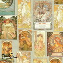 mucha アートコレクション オックス生地 約110cm幅×10cm単位計り売り | 布 コットン オックス 生地 アルフォンス・ミュシャ ムハ アールヌーボー テキスタイルパネル インテリアファブリック ミュシャ様式