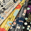 sopo retro Long Flowers オックス生地 約110cm幅×10cm単位計り売り | コットン プリント 手芸 手作り ハンドメイド ボタニカル フラワー【数量5個から承ります】【メール便2mまで】