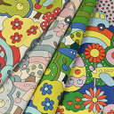 Retro School Cute World オックス生地 約110cm幅×10cm単位計り売り | コットン プリント 手芸 手作り ハンドメイド【数量5個...