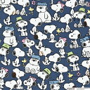 PEANUTS スヌーピー ブラザーズ柄 TCツイル生地 約110cm幅×10cm単位計り売り| 布 コットン プリント 巾着 手芸 ハンドメイド 綿ポリ【数量5個から承ります】【メール便2mまで】
