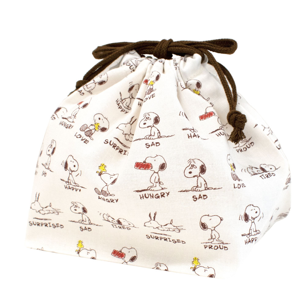 Drawstring Bags - 【PEANUTS】ランチ巾着 お弁当袋 お弁当入れ 巾着 弁当 袋入れ 手作り 入園 入学 通園 通学 キャラクター グッズ 給食 ランチ 小物 入れ 遠足 かわいい 男の子 女の子 キッズ 学校 幼稚園 ピーナッツ スヌーピー