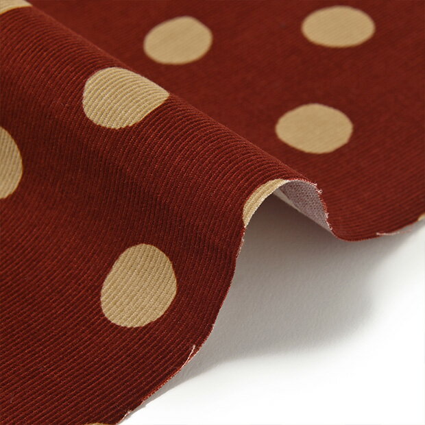 [数量5個から承ります][メール便1.5mまで]ドット柄 シャツコール コーデュロイ生地 約110cm幅×10cm単位計り売り | コットン プリント コール天 細コール 秋冬 起毛 服地 水玉 キッズ バッグ 手芸 手作り ハンドメイド co