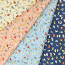 ちびプリ ネコ柄 シーチング生地 約110cm幅×10cm単位計り売り 廃番 特価 | 布 コットン プリント キッズ 小柄 猫 入園 入学 通園 通学【数量5...
