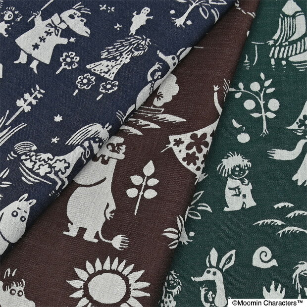 【数量5個から承ります】MOOMIN ムーミン 播州織 ジャガード生地 約110cm幅×10cm単位計り売り 布 コットン 綿 服地 織地 日本製 先染織物のサムネイル