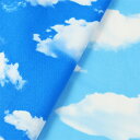 青空 雲柄 CLOUD オックス生地 約110cm幅×10cm単位計り売り|布 コットン プリント 空 布ポスター ファブリックパネル インテリア 入園 入学 通園 通学【数量5個から承ります】【メール便2mまで】