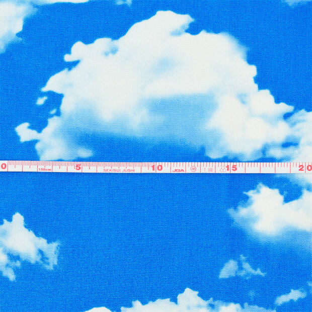 期間限定価格　青空 雲柄 CLOUD オックス生地 約110cm幅×10cm単位計り売り｜布 コットン プリント 空 布ポスター ファブリックパネル インテリア 入園 入学 通園 通学【数量5個から承ります】【メール便2mまで】