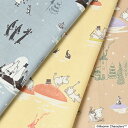 MOOMIN × 河東梨香 tona さあ、漕ぎだそう柄 ビエラ生地 約108cm幅×10cm単位計り売り | 布 コットン プリント 手芸 ハンドメイド【数量5個から承ります】