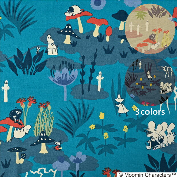 MOOMIN × 河東梨香 tona めざめる大地 オックス生地 約110cm幅×10cm単位計り売り| 布 コットン プリント 北欧 花 ムーミン ナチュラル コラボ バッグ ポーチ カバー ハンドメイド【数量5個から承ります】のサムネイル