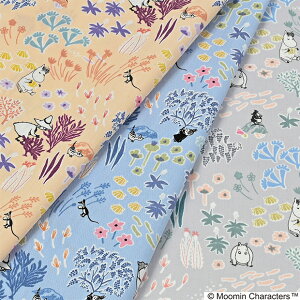 MOOMIN × 河東梨香 tona 浅瀬のたからもの TCポプリン生地 約110cm幅×10cm単位計り売り | 布 コットン 綿ポリ T/C プリント 手芸 ハンドメイド【数量5個から承ります】