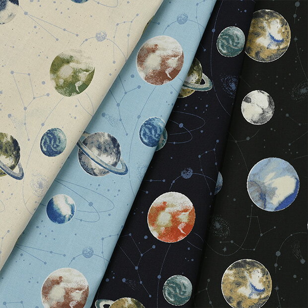 Water Blur Planet Colors シーチング生地 約110cm幅×10cm単位計り売り | 布 コットン プリント 惑星 銀河 宇宙柄 男の子 かわいい 入園 入学 通園 通学【数量5個から承ります】【メール便3mまで】のサムネイル