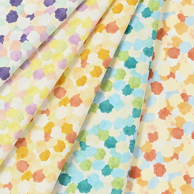金平糖 シーチング生地 約110cm幅×10cm単位計り売り｜布 コットン プリント マルチカラー 幾何学柄 ジオメトリック柄 パステルカラー【数量5個から承ります】【メール便3mまで】のサムネイル