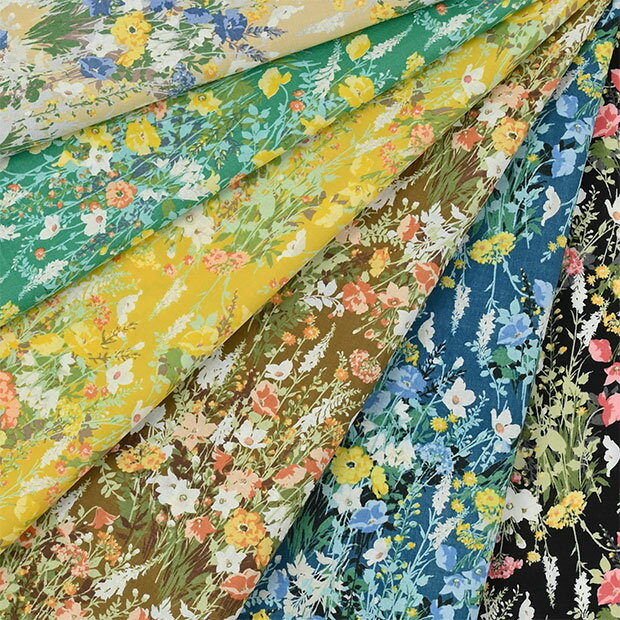楽天Craft NaviFlownny wildflower bouquet ローン生地 約110cm幅×10cm単位計り売り 布 コットン プリント ナチュラル 花柄 服地 ボタニカル フラウニー 総柄 大人かわいい【数量5個から承ります】【メール便5mまで】