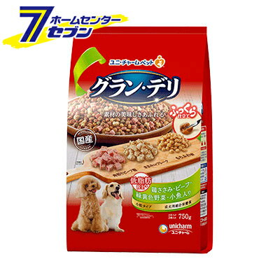 Natural - グラン・デリ ふっくら仕立て 低脂肪 鶏ささみ・ビーフ・緑黄色野菜・小魚・角切りビーフ粒入り 750g ユニ・チャーム [ドッグフード 犬 えさ ペットフード 犬]