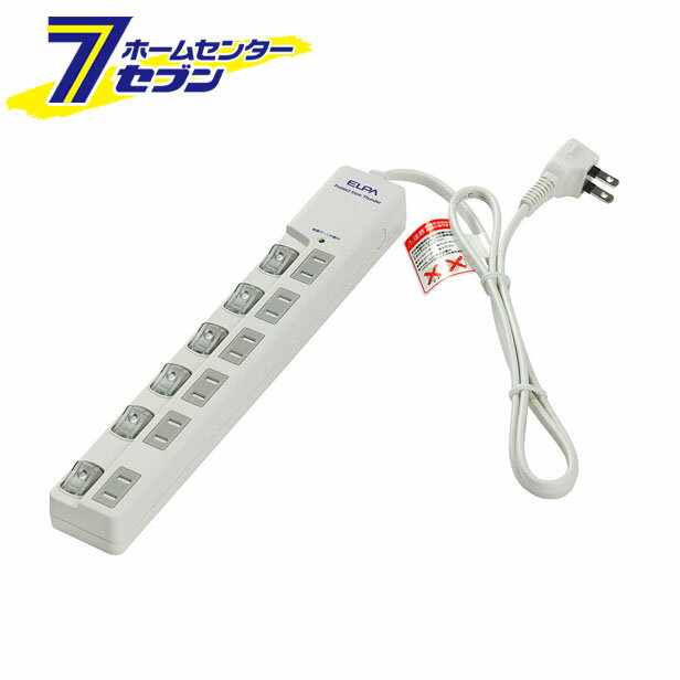 LEDランプスイッチ付きタップ上挿し 1m WLS-LU610MB(W) ELPA [耐雷サージ付き]のサムネイル