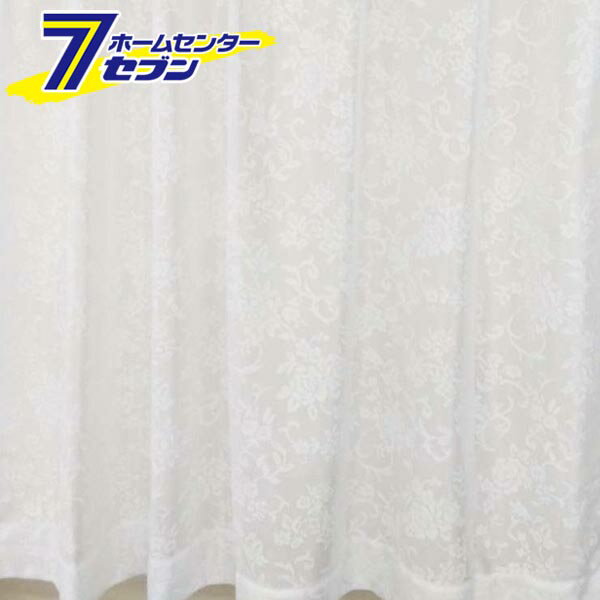 UVカット ミラーレースカーテン 花柄 ホワイト 幅100x丈93cm 2枚組 日本製 クレアール [無地 見えにくい 寝室 リビング]