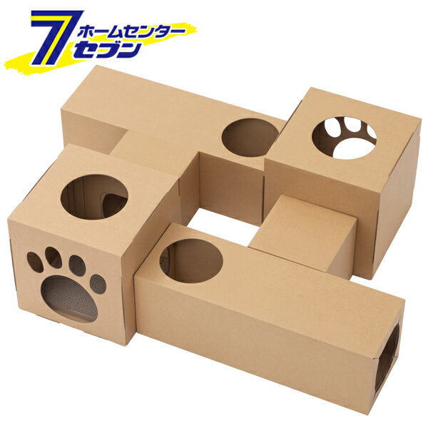 猫用おもちゃ ねこねこトンネル BOX+T字セット 日本製 P-NTBT [猫の遊び場 段ボール 爪とぎ アイリスオーヤマ]