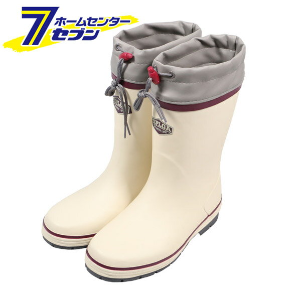 婦人長靴 履き口カバー紐付き ブーツ アイボリー (L) 23.5~24.0cm LB-565 [作業長靴 作業ブーツ 長靴 ..