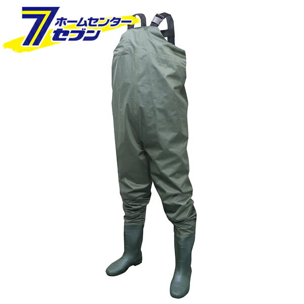 ナイロン胴付き ウエダー グリーン 25cm 8972 [ウェダー 胴付長靴 ズボン 水仕事 清掃 防水 水中作業 釣り 福徳産業]