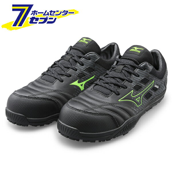 ミズノ オールマイティ ワークシューズ 25.5cm ブラック×グリーン TDII 11 L F1GA230009255 [ワーキング 作業靴 スニーカー ユニセックス ローカット 紐靴 軽量 衝撃吸収 クッション性 耐滑性 通気性 mizuno]