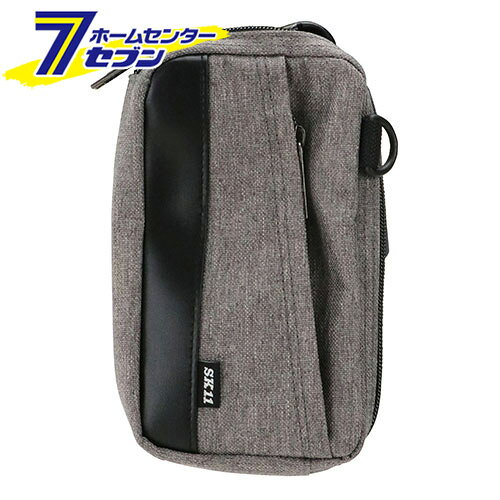 SK11 スマホケース グレー STP-SP-14G [小物入れ ポーチ 携帯用品 ファスナー ベルト通し D環 カラビナ 藤原産業]