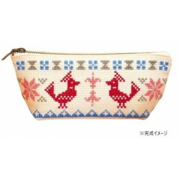オリムパス 北欧のかわいいクロスステッチししゅうキット　ペンケース(ペアバード) 9033【配送方法:メール便/同梱不可/代引不可/日時指定不可】【北海道・沖縄・離島は配達不可】