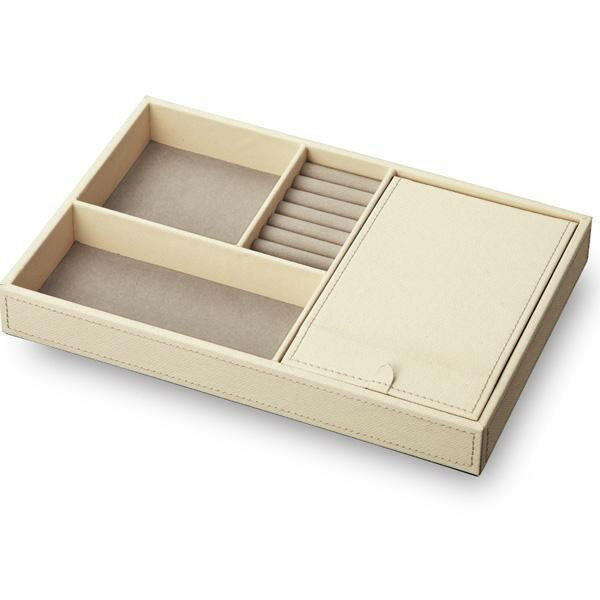 ユーパワー LEATHER STYLE マルチ レザートレー Lサイズ ミラー付 ホワイト MB-03511【メーカー直送：代金引換不可：同梱不可】【北海道・沖縄・離島は配達不可】