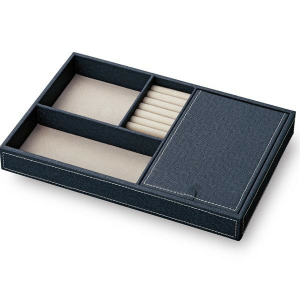 ユーパワー LEATHER STYLE マルチ レザートレー Lサイズ ミラー付 ネイビー MB-03513【メーカー直送：代金引換不可：同梱不可】【北海道・沖縄・離島は配達不可】