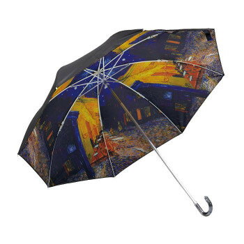 ユーパワー 名画折りたたみ傘(晴雨兼用) ゴッホ「夜のカフェテラス」 AU-02508【メーカー直送:代金引換不可:同梱不可】【北海道・沖縄・離島は配達不可】