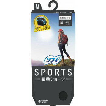 ソフィ SPORTS 躍動ショーツ 生理用ショーツ M ブラック ×1個 500-318254-00【メーカー直送：代金引換不可：同梱不可】【北海道・沖縄・離島は配達不可】