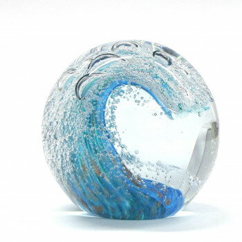 グラスア ート ペーパーウェイト ウェーブライトブルー IN010566【メーカー直送：代金引換不可：同梱不..