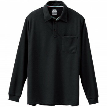 桑和 50130 長袖ポロシャツ(胸ポケット付き) Lサイズ ブラック(4) Absolute GEAR【メーカー直送：代金引換不可：同梱不可】【北海道・沖縄・離島は配達不可】