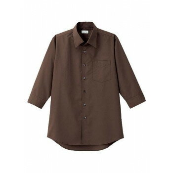 ボンマックス FB5044M メンズ開襟七分袖シャツ ブラウン (5) サイズ:S FACEMIX【メーカー直送：代金引換不可：同梱不可】【北海道・沖縄・離島は配達不可】