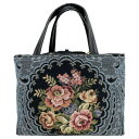 優美社 6015-00 ゴブラン織(ごぶらんおり) ハンドバッグ ブラック【メーカー直送:代金引換不可:同梱不可】【北海道・沖縄・離島は配達不可】