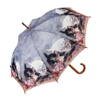 ユーパワー 名画 木製ジャンプ傘 キャット・フレンド AU-02213【メーカー直送:代金引換不可:同梱不可】【北海道・沖縄・離島は配達不可】