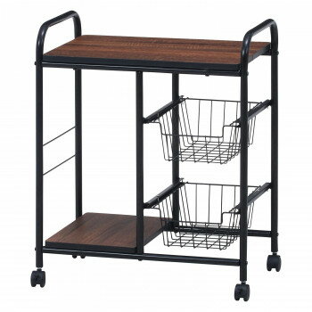 不二貿易 C/D:14639 キッチンワゴン FBC-02-1 BK/BR 14639【メーカー直送：代金引換不可：同梱不可】【北海道・沖縄・離島は配達不可】