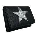 Pisoraro(ピソラロ) スタージェリー BOXコインミニウォレット 三つ折り財布 ブラック PR86【メーカー直送:代金引換不可:同梱不可】【北海道・沖縄・離島は配達不可】