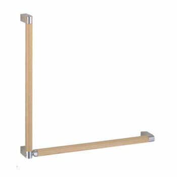 シロクマ　シルエット手すりL形 白木ウッド/クローム BR-581L　（左）【メーカー直送：代金引換不可：同梱不可】【北海道・沖縄・離島は配達不可】