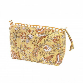 キルトポーチ L カリーノブロックプリント サフランイエロー 11725000477【メーカー直送：代金引換不可：同梱不可】【北海道・沖縄・離島は配達不可】