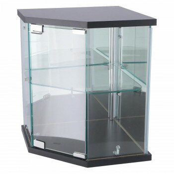 不二貿易 C/D:74075 卓上ガラスコレクションケース コーナー BK G309 BK【メーカー直送：代金引換不可：同梱不可】【北海道・沖縄・離島は配達不可】