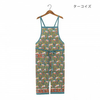 エプロン カリーノブロックプリント ターコイズ 11725900229【メーカー直送：代金引換不可：同梱不可】【北海道・沖縄・離島は配達不可】