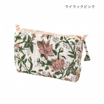 キルトポーチ L カリーノブロックプリント ライラックピンク 11725000480【メーカー直送：代金引換不可：同梱不可】【北海道・沖縄・離島は配達不可】