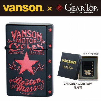 オイルライター vanson×GEAR TOP V-GT-08 スターデザイン ブラック【メーカー直送：代金引換不可：同梱不可】【北海道・沖縄・離島は配達不可】