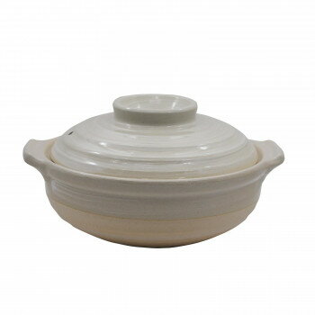 Earthen Pots - M9062 伊賀レトロ 白刷毛目 8号鍋 萬古焼【メーカー直送：代金引換不可：同梱不可】【北海道・沖縄・離島は配達不可】
