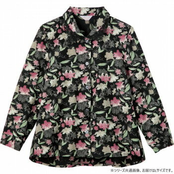 ケアファッション ワンタッチテープ後ろ長めブラウス(婦人) ブラック L 82058122【メーカー直送：代金引換不可：同梱不可】【北海道・沖縄・離島は配達不可】