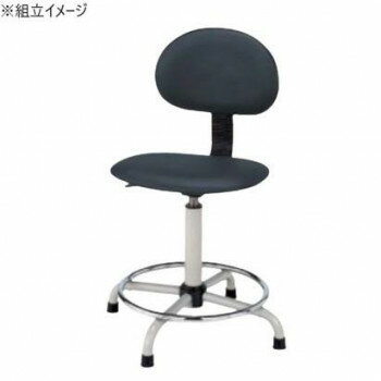 サカエ 作業用ワークチェアー 固定式 背もたれ付 390×420×470mm C3P-BKN【メーカー直送：代金引換不可..