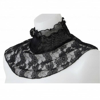 セルヴァン 衿もとシルクのレースネックカバー ブラック 047542700 394115【メーカー直送：代金引換不可：同梱不可】【北海道・沖縄・離島は配達不可】