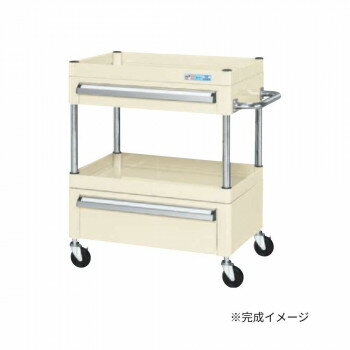 サカエ CSパールワゴン中量タイプ 引出し付 アイボリー CSP-6072AC2I【メーカー直...